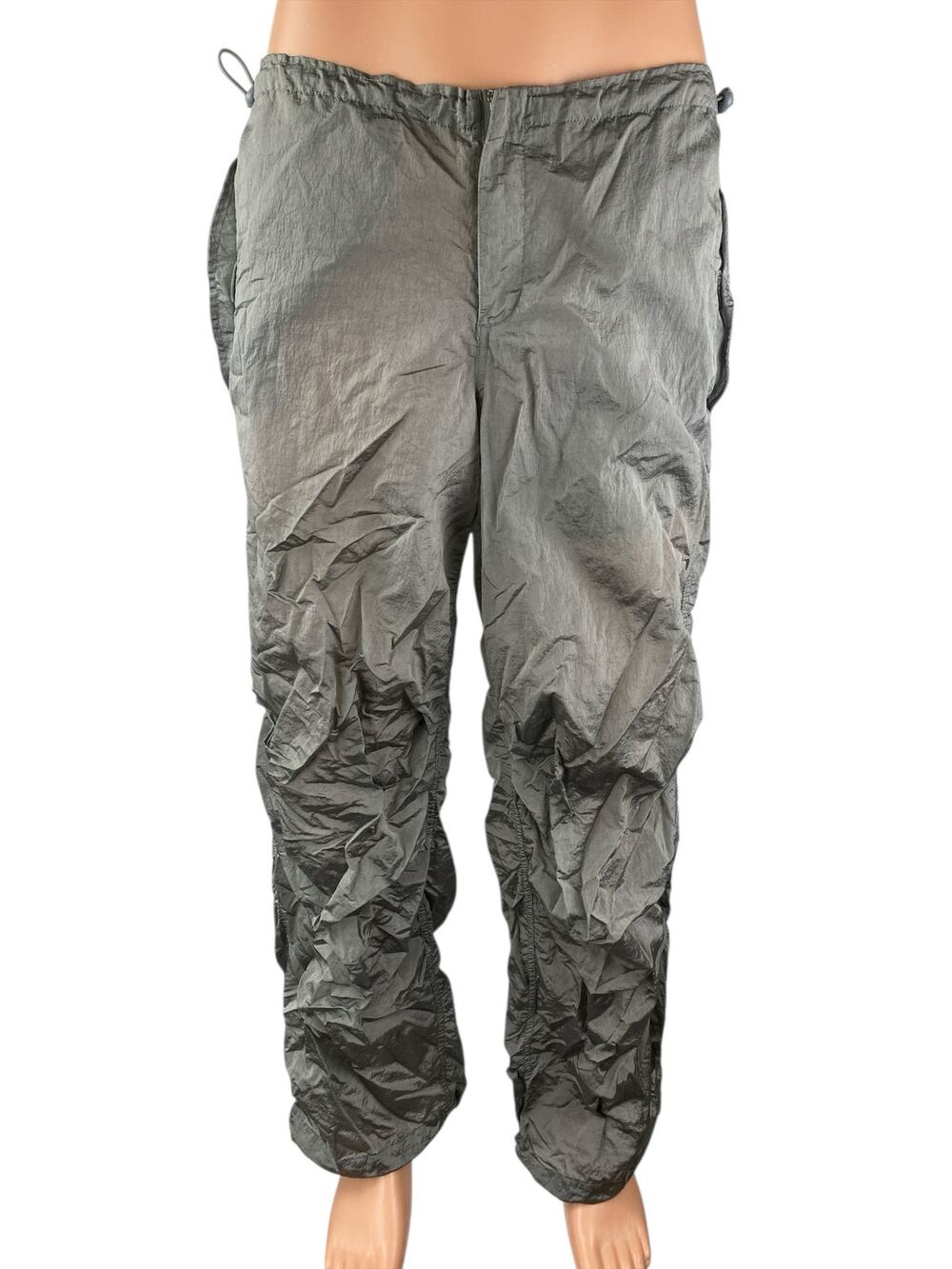 Iets Frans Gray High Rise Straight Leg Windbreaker Baggy Track Trousers Pants S